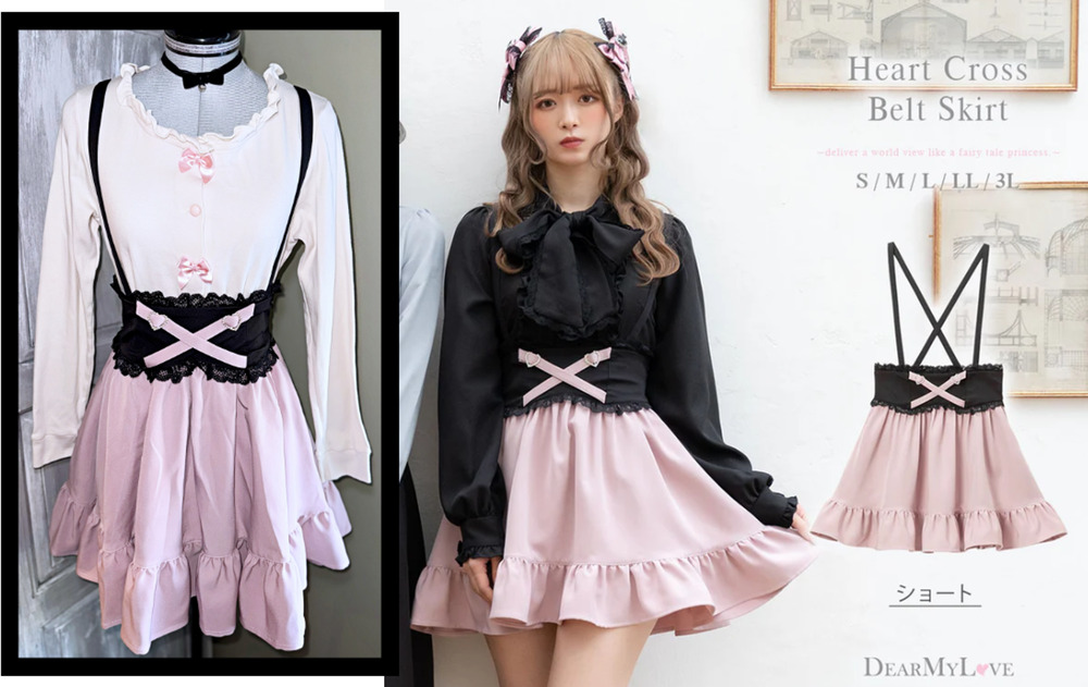 DearMyLove Sparkling Heart Cross Belt Short Skirt Size S Jirai Kei Lolita Japan
